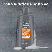 DOVE MEN+ CARE 2-in-1 Shampoo + Conditioner Thick + Strong 4 count for Fortifying Hair from Root to Tip, with Calcium, 25....