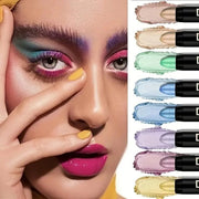 Colorful Shimmer Eye Shadow Stick Glittering Eye Shadow Stick Set with Retractable and Waterproof Eyeshadow Pencil for Lon...