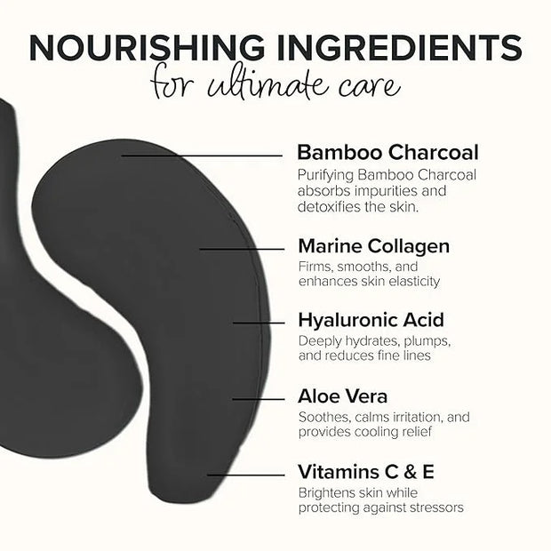 ToGoSpa, Bamboo Charcoal Under Eye Repair Mask, Collagen Under Eye Patches, Enriched With Ale Vera, Hyaluronic Acid, Light...