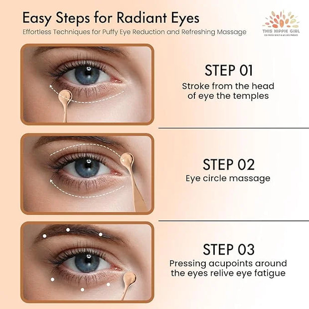 Rose Gold Eye Cream Applicator Tool for Puffy Eyes, Dark Circles, Eye Bags, Fine Lines | Under Eye Cream Massager Stick | ...