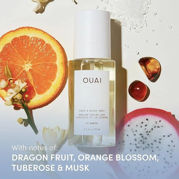 OUAI St. Barts Bundle - Includes Hair & Body Mist (3.3 Oz) for Head-to-Toe Fragrance and Hydrating Body Cream (7.5 Oz) for...