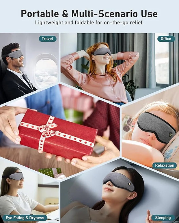 Heated Eye Mask Warm Eye Compress for Dry Eyes - Cordless Electric Heat Eye Mask with Temperature Timer Control Heating Pa...