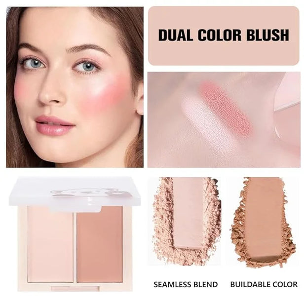 Dual Matte Powder Blush Palette – Nude Beige & Light Brown – Matte Natural Blush for Women, Buildable & Long Lasting Face ...