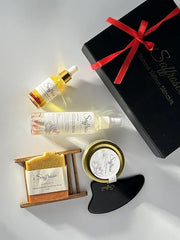 Handmade Saffron Skincare Gift Set, 5pc including Saffron Soap, Bamboo Soap Dish, Saffron Scrub, Saffron & Rose Facial Ton...