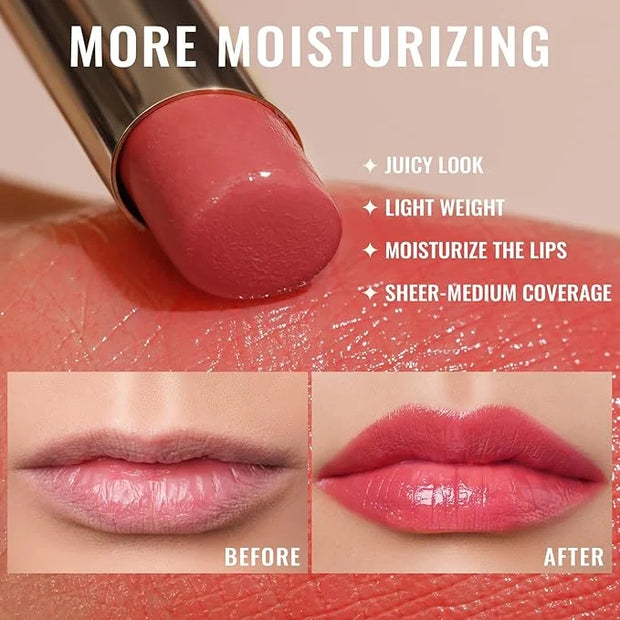 Oulac Moisturizing Shine Lipstick For Women Christmas Set 3PCS, 2 in 1 Tinted Lip Balm for Winter, Hydrated Juicy and Glos...