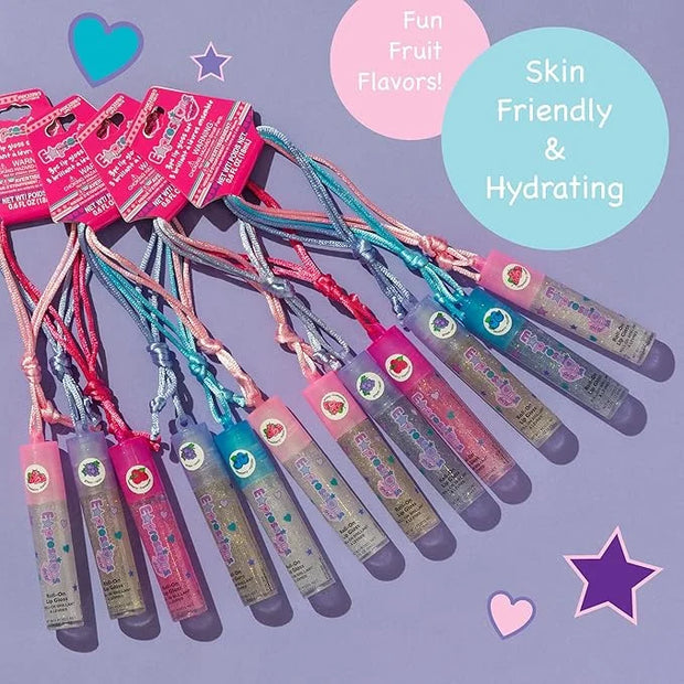 12pc Lip Gloss Necklace, Fruit Flavored Lip Gloss Set, Lip Gloss Value Pack, Teen Girls Party Favors, Non Toxic Lip Gloss ...