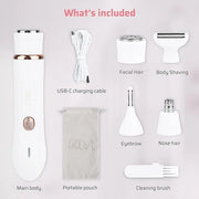 4-in-1 Facial Hair Removal for Women, Electric Painless Shaver, USB Rechargeable, Lip Chin Cheek Trimmer - Product Image