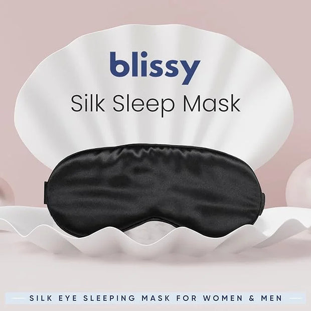 Blissy Silk Sleep Mask - Silk Eye Sleeping Mask for Women & Men for Total Blackout - Silk Eye Mask - 100% Pure Mulberry Si...
