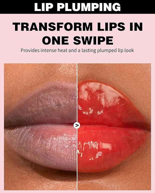 Plumping Lip Oil with Fresh Ginger Extract - Instant Fuller Lips, Ultra-Hydrating & Nourishing Glossy Lip Glow Oil, Lip Pl...
