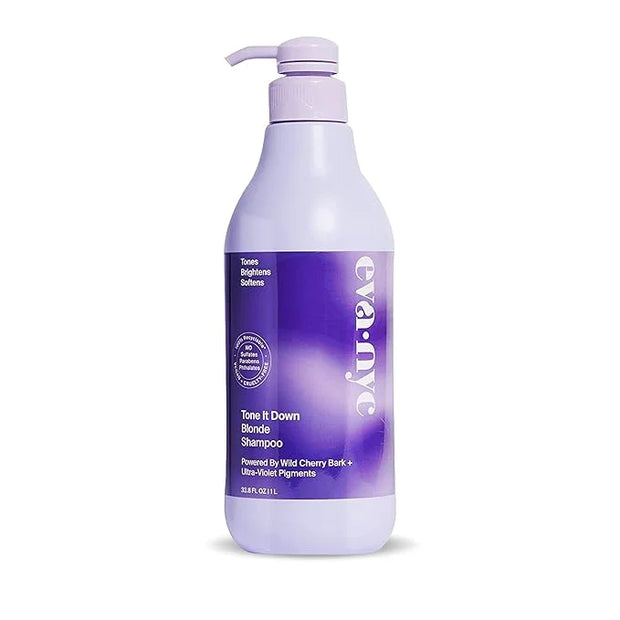 EVANYC Tone It Down Blonde Hair Shampoo, 1 L, Purple for Eliminating Brass & Yellow Tones, Vegan - Product Image