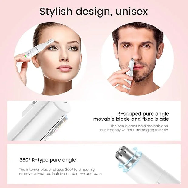 Nose Hair Trimmer for Women - 2 in 1 Professional Painless Eyebrow and Facial Hair Trimmer for Men and Women, USB Recharge...