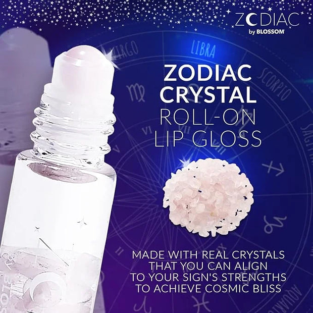 Blossom Zodiac Sign Vanilla Scented Moisturizng Roll On Lip Gloss with Crystals + pH Technology Color Charnging Shimmering...