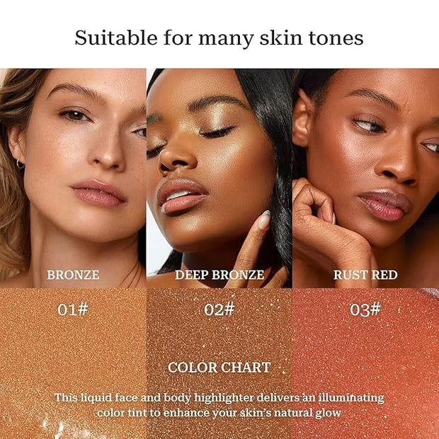 Bronzing Drops, Lightweight Non-greasy Liquid Bronzer for Face & Body, Glow Bronzing Serum for Flawless Skin & Radiant Fin...