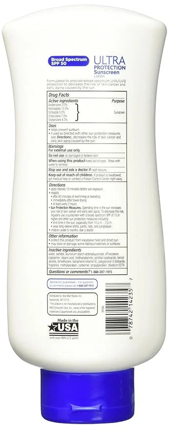Equate Ultra Protection Sunscreen SPF 50 16oz Compare to Coppertone SPF 50 Lotion