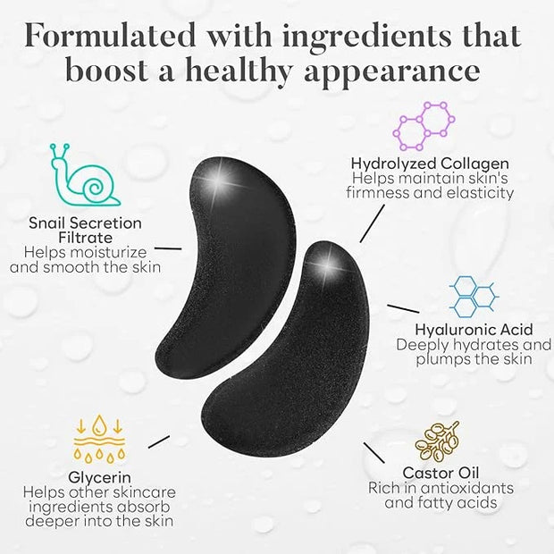 Snail Mucin Under Eye Patches (30 PAIRS), For Puffy Eyes and Dark Circles, Under Eye Mask with Hyaluronic Acid & Hydrolyze...