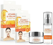 Vitamin C and Collagen Beauty Value Set - Serum, Moisturizer, Under Eye Pads & Face Sheet Masks - Product Image