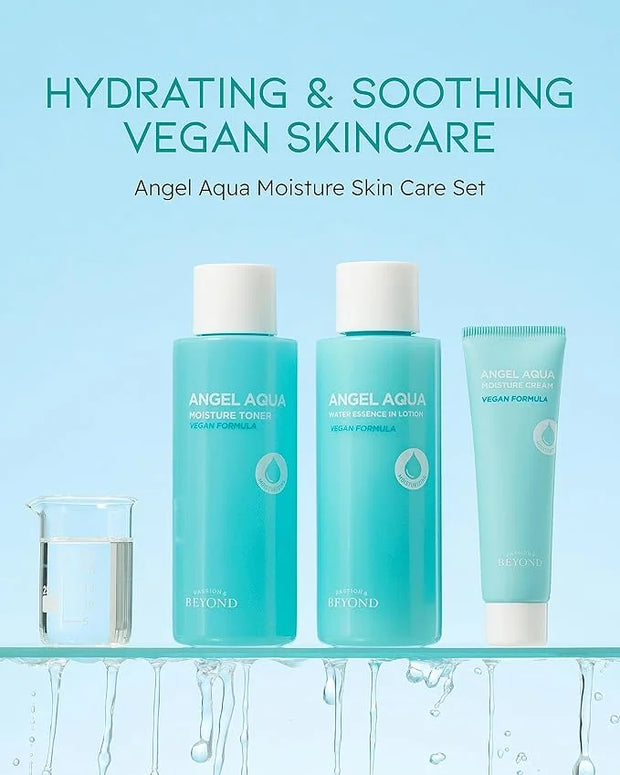 BEYOND Angel Aqua Moisture Skincare Set (11.2fl oz , 3-Piece Set) & Phytoganic (Cleansing Liquid, 6.8fl oz) - Vegan Formul...