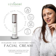 Hyaluronic Acid Niacinamide Facial Cream – Hydrating Face Moisturizer for Plump, Radiant Skin – Fast Absorbing Non-Greasy ...