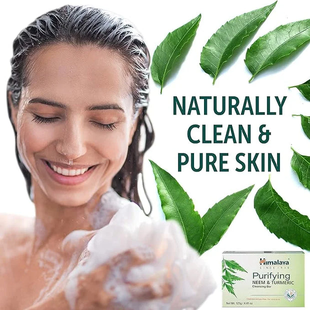 Himalaya Purifying Neem & Turmeric Cleansing Bar for Clean and Healthy Looking Skin, 4.41 Oz (125 gm) (Pack of 2) - Produc...