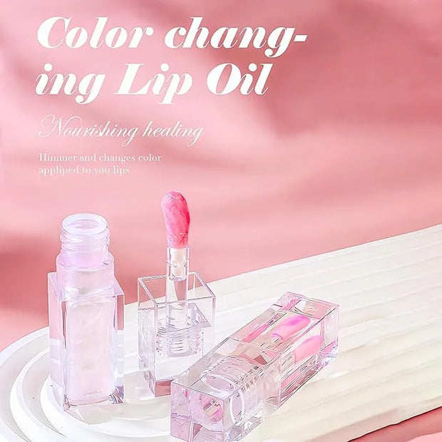 Erinde Magic Color Changing Moisturizing Lip Glow Oil, Plumping Glimmer Changing Lip Oil, Long Lasting Nourishing Lip Glow...