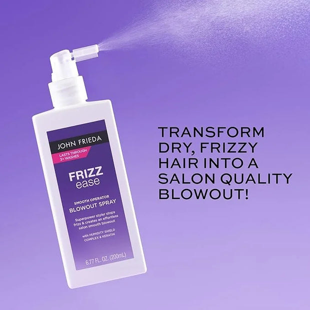 John Frieda Frizz Ease Smooth Operator Blowout Spray, Anti-Humidity, Hair Gloss, Heat Protection Spray for Hair, 6.77 Oz -...