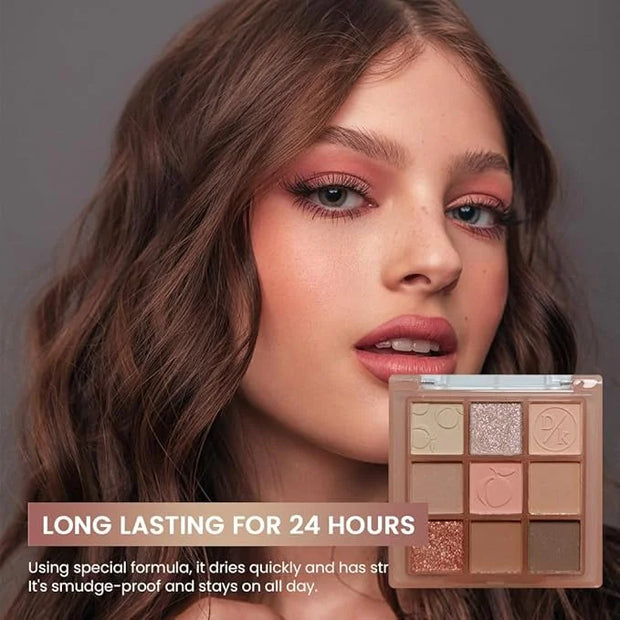 Eyeshadow Palette Makeup- 9 Colors Rose Gold Dark Brown Colorful Eyeshadow Palette Matte Shimmer Korean Natural Eye Shadow...