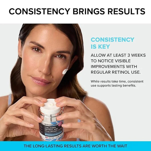 SimplyVital Collagen, Retinol & Hyaluronic Acid Cream - Anti-Aging Retinol Cream for Face, Neck & Décolleté - Made in USA ...