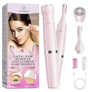 Women's Eyebrow Trimmer & Facial Hair Remover, 2 in 1, Double Rotating Blades, Safe, Painless, Hypoallergenic, Rechargeabl...