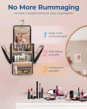 BAGSMART Makeup Bag for Women with Hanging Hook, Large Portable Capacity Water-resistant Organizer Travel Case for Toiletr...