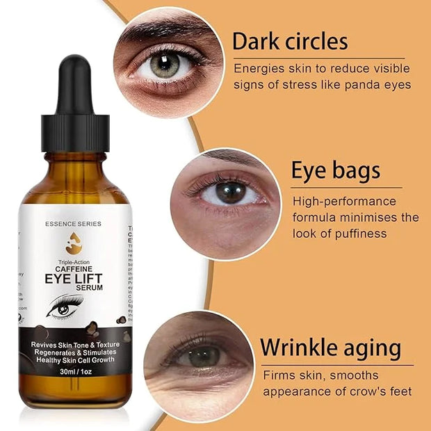 Caffeine Eye Serum - with EGCG, Vitamin C, Hyaluronic Acid, Collagen, Caffeine Eye Lift Serum - Reduces Puffiness, Dark Ci...