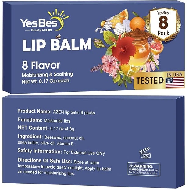 Lip Balm, 8 Pack Natural Bulk Stocking