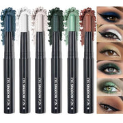 6Pcs Cream Eyeshadow Sticks Set, Champagne Pearl Brown Cocoa Stone Green Sliver Shimmer Matte Waterproof Eye Brightener St...