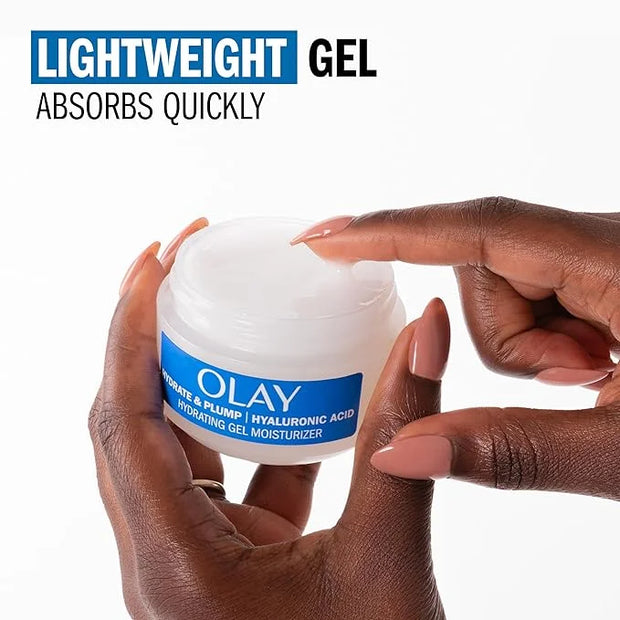 Olay Plump & Hydrate Hyaluronic Gel Face Moisturizer, 2 oz Fragrance Free Hydrating Gel Moisturizer for Dry Skin with Hyal...