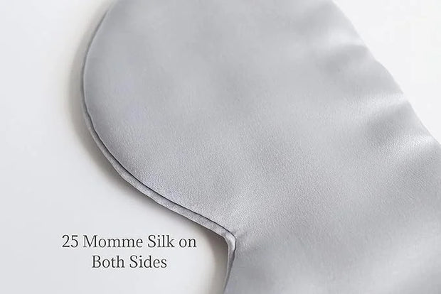 Premium Handcrafted 25 Momme Mulberry Silk Eye Mask for Sleeping (Silver Lining) - Product Image