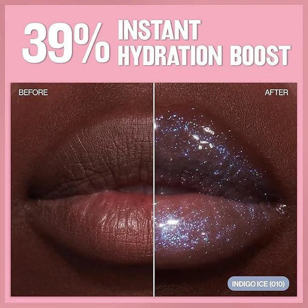 REVLON Super Lustrous Glimmer Gloss, Non-Sticky Lip Gloss, High-Shine Finish, Plant-Based Glitter, 007 Haute Honey, 0.13 f...