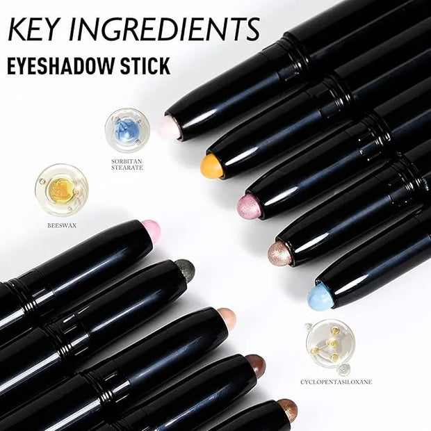 Eyeshadow Stick Matte Eye Shadow Pencil Cream to Powder Eye Brightener Crayon Long-Lasting Crease-Proof Neutral Eyeshadow ...