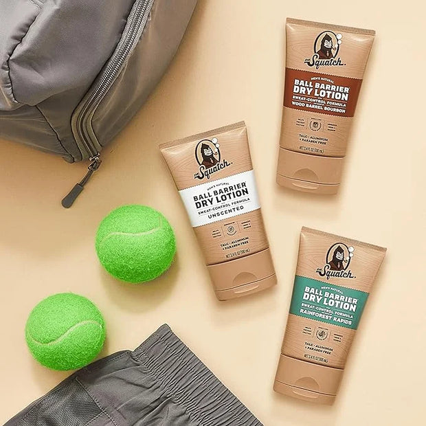 Dr. Squatch Ball Barrier Dry Lotion, No Mess Body Powder Lotion for Men, Made With Natural Ingredients - 2-Pack Wood Barre...