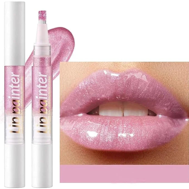2 in 1 Nude Purple Shimmer lip gloss Lip Plumper Gloss Tinted Glitter Lipgloss Lipstick Moisturizing High Shine And Vegan ...