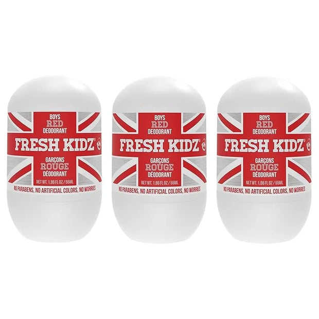 Fresh Kidz Roll On Deodorant for Kids and Teens - Baking Soda and Aluminum-free 24 Hour Protection for Sensitive Skin - Bo...
