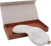 Premium Handcrafted 25 Momme Mulberry Silk Eye Mask for Sleeping (Natural White) - Product Image