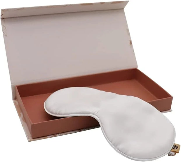 Premium Handcrafted 25 Momme Mulberry Silk Eye Mask for Sleeping (Natural White) - Product Image
