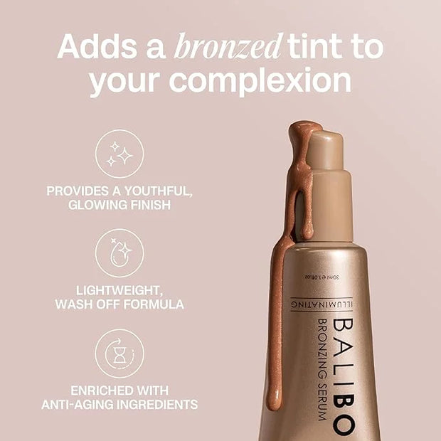 Bali Body Bronzing Serum | Hydrating with Hyaluronic Acid & Vitamin E | Anti-Aging Skin Bronzing Serum for Face | Lightwei...