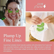 100% PURE Bright Eyes Masks Under Eye Skincare Wrinkle Smoothing Replenishment Diminish Dark Circles, Puffiness - Hydratin...