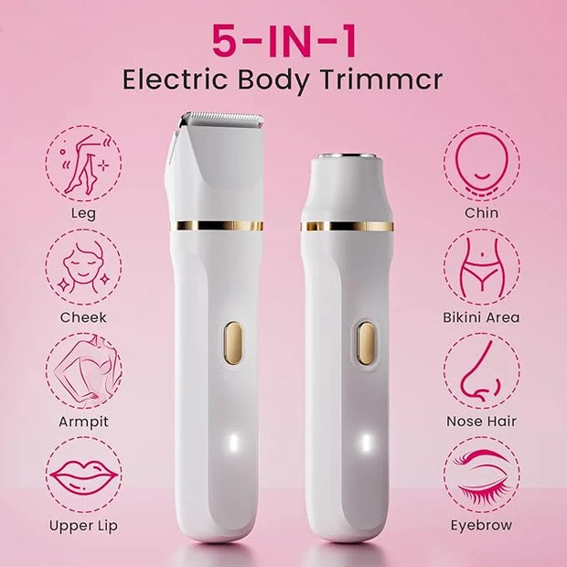 Electric Razors for Women, 5-in-1 Wet/Dry Bikini Trimmer with USB Charge Dock, Deluxe Facial Hair Removal, Wet/Dry Body Sh...