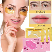 30 Pairs Lip Masks & Eye Masks, 24K Gold Gel Under Eye Patches for Puffy Eyes, Collagen Crystal Lip Mask Moisturizing Nour...