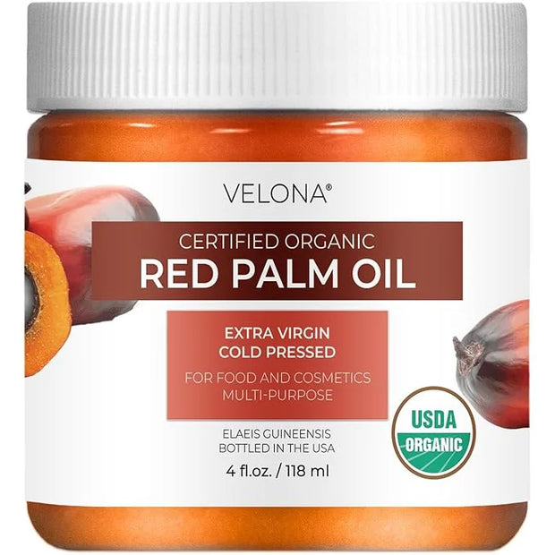 velona USDA Certified Organic Red Palm Oil 4 Fl Oz | Food and Cosmetic Grade | in jar | Extra Virgin, Cold Pressed | Skin,...