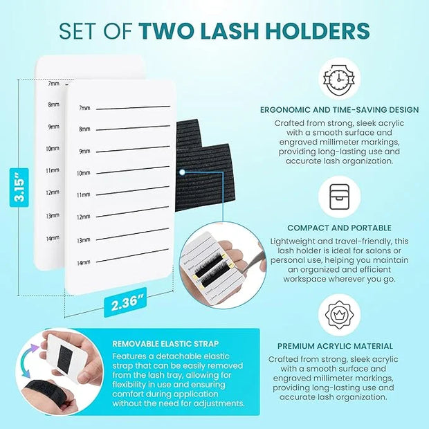 2 Pieces Eyelash Extension Hand Plate - Lash Holder - Durable Acrylic Lash Palette with Wrist Strap - Lash Pallet for Lash...