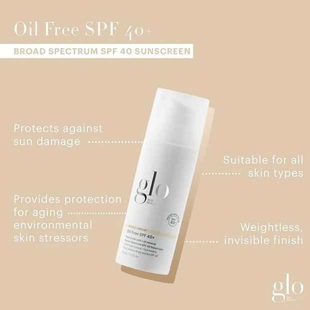 Glo Skin Beauty Oil Free SPF 40+ Hyaluronic Acid Infused All Mineral Sunscreen - Protect Against Sun Damage & Aging Enviro...
