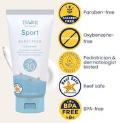 TruKid Sport SPF30 Face Sunscreen Unscented 3.4oz Baby Sunscreen, Natural Ingredients Kids Sunscreen, Reef-Friendly Travel...
