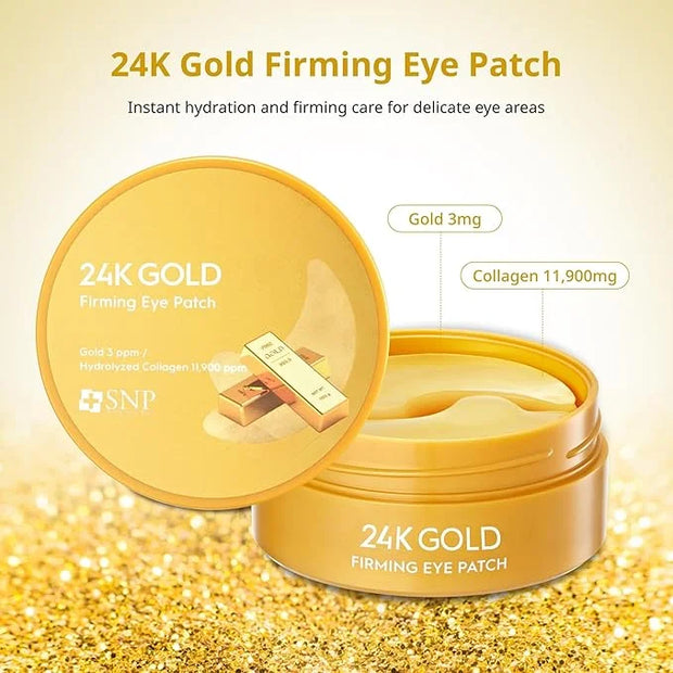 [K Beauty Snp] 24K Gold Firming Eye Patch | 11,900mg of Collagen with 24K Gold | Tightening and Hydrating for All Skin | U...